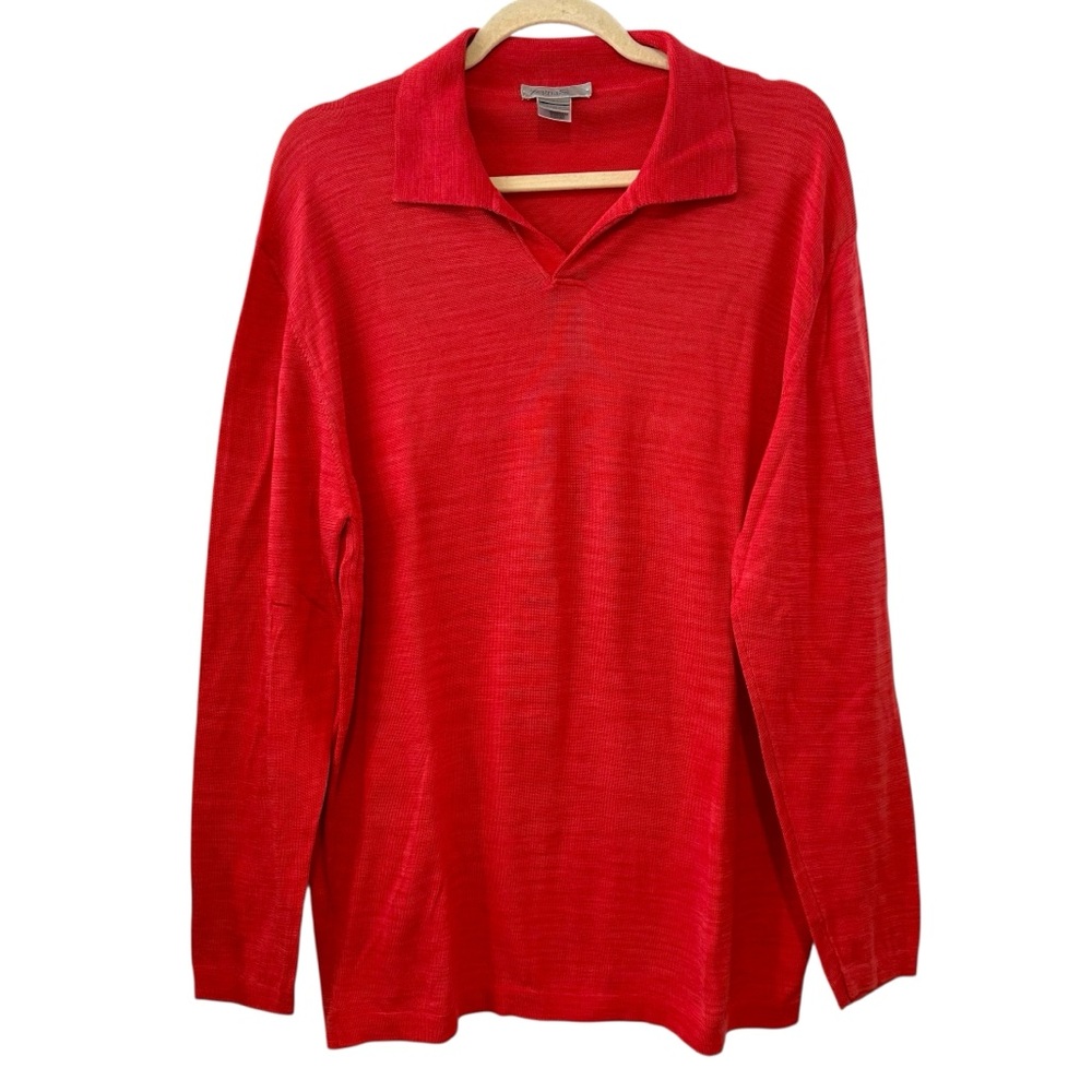 Zegna Sport Men’s Red Long Sleeve Cotton Sweater Made in Italy – Size Large